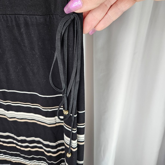 White House Black Market Stylish Bohemian Women's Black Striped Maxi Skirt - M - Picture 3 of 4